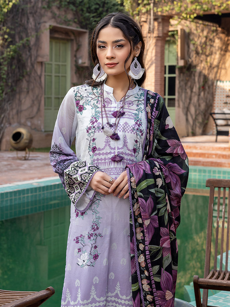 Sana & Sara Print Lawn`22 D#17 White
