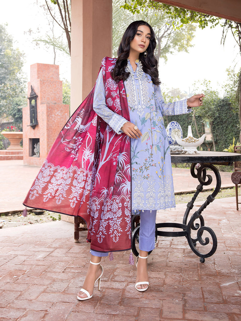 Sana & Sara Print Lawn`22 D#02 Blue