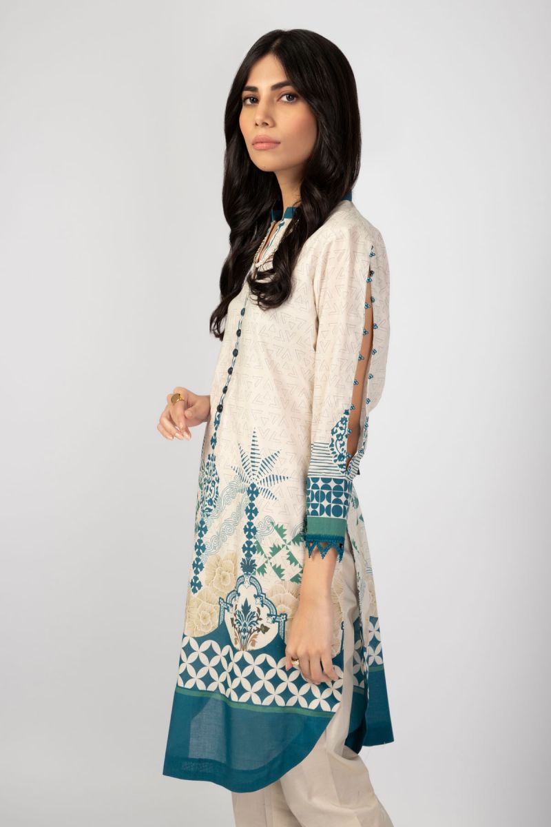 Al Karam Print SS Shirt`22 SS#56 Off White
