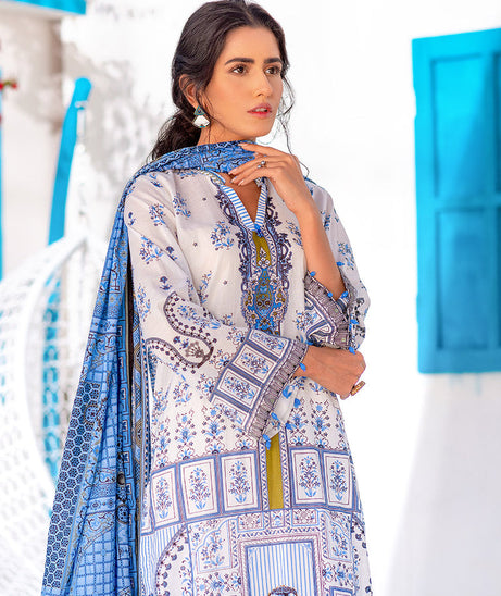 Salitex Zeva Print Lawn`22 D#144 Blue